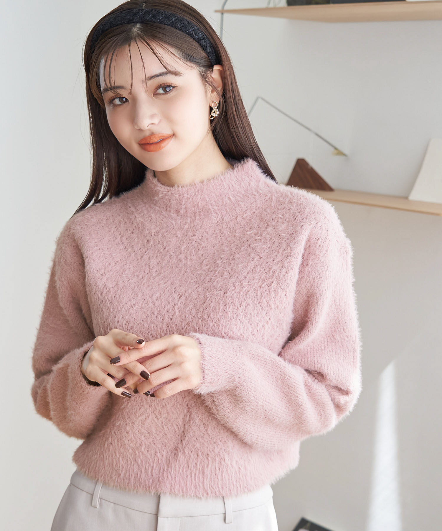 Rope&rsquo;Picnic「シャギーレースクロップドニットプルオーバー」|ニット・セーター|