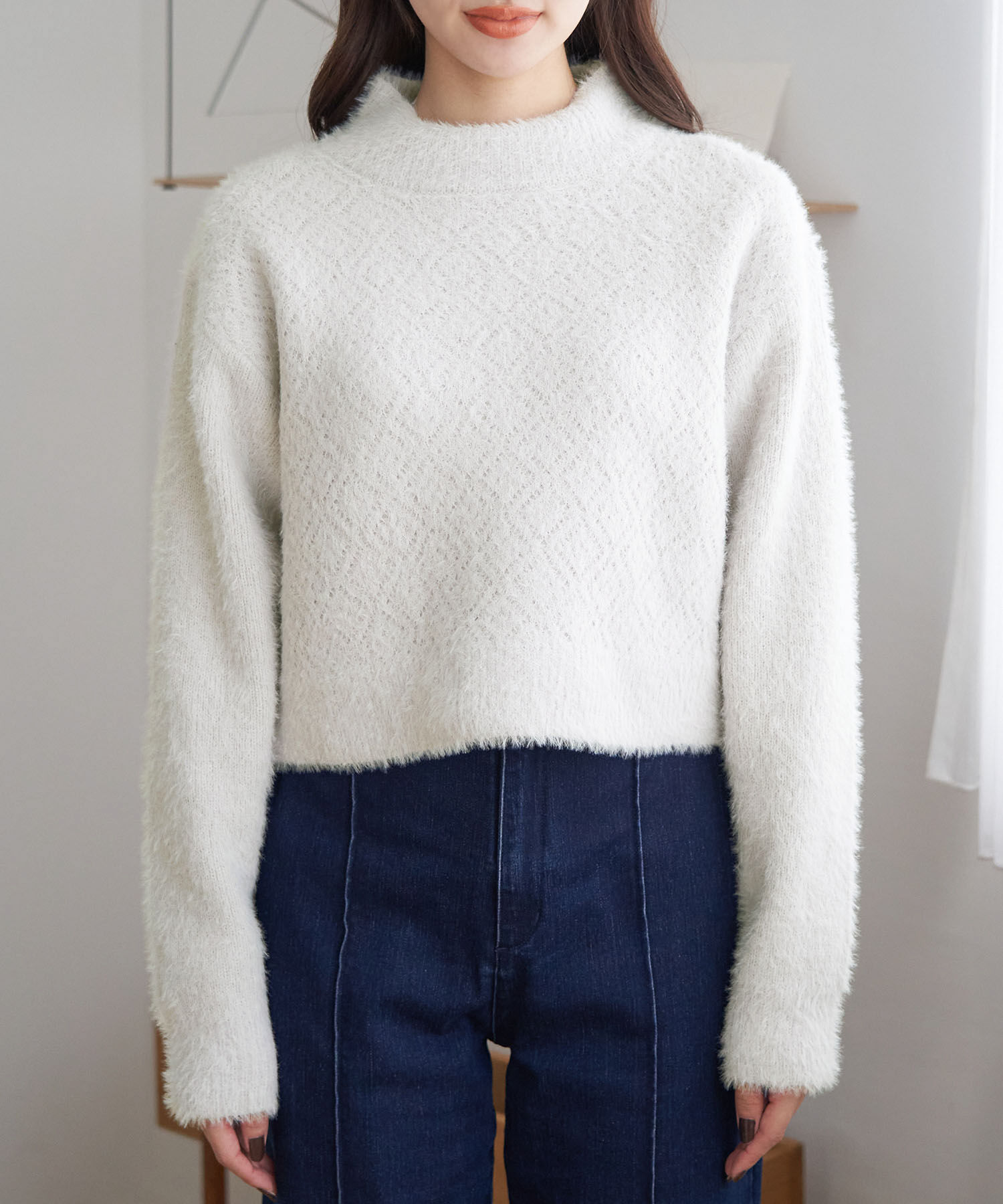 Rope&rsquo;Picnic「シャギーレースクロップドニットプルオーバー」|ニット・セーター|