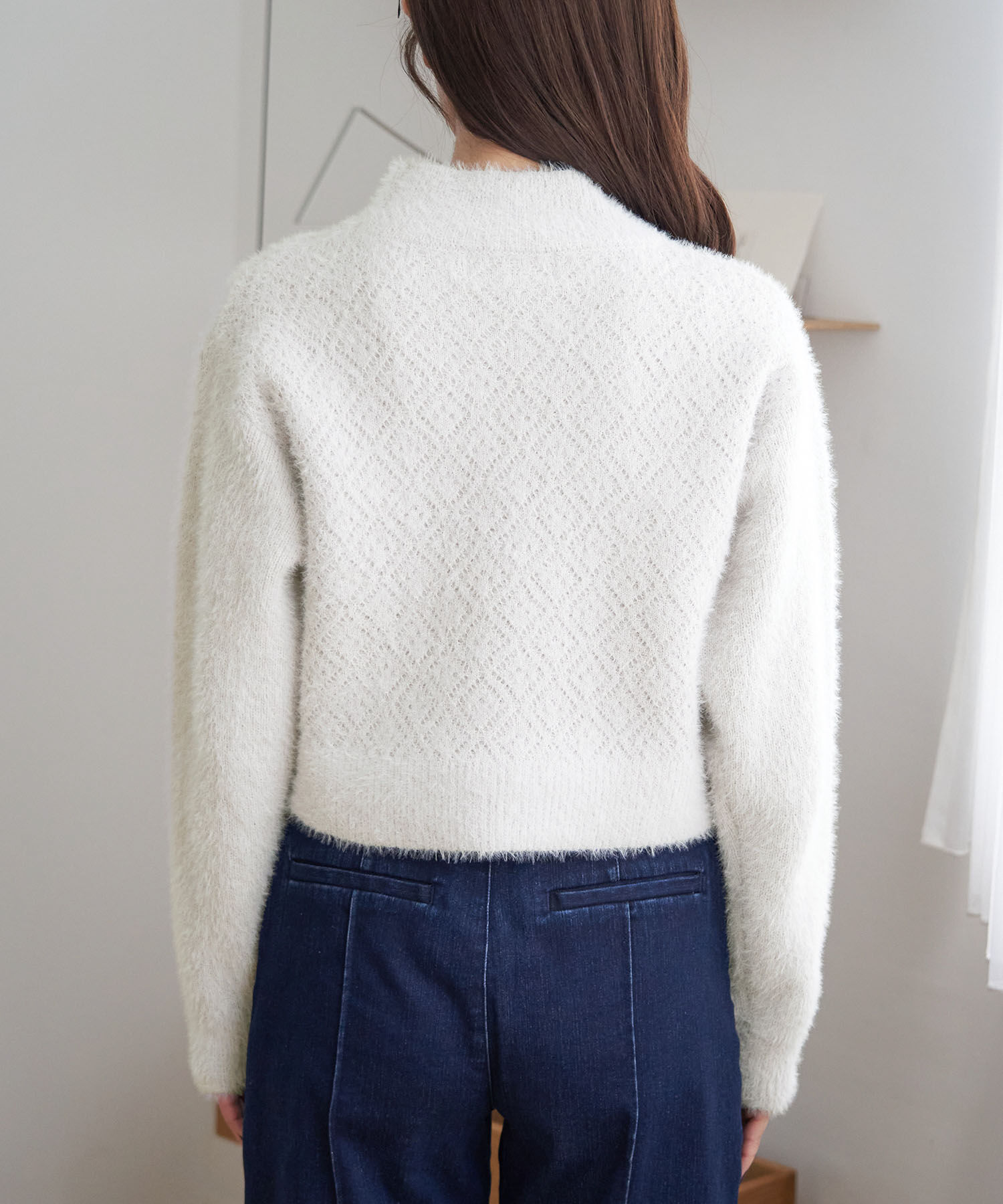 Rope&rsquo;Picnic「シャギーレースクロップドニットプルオーバー」|ニット・セーター|