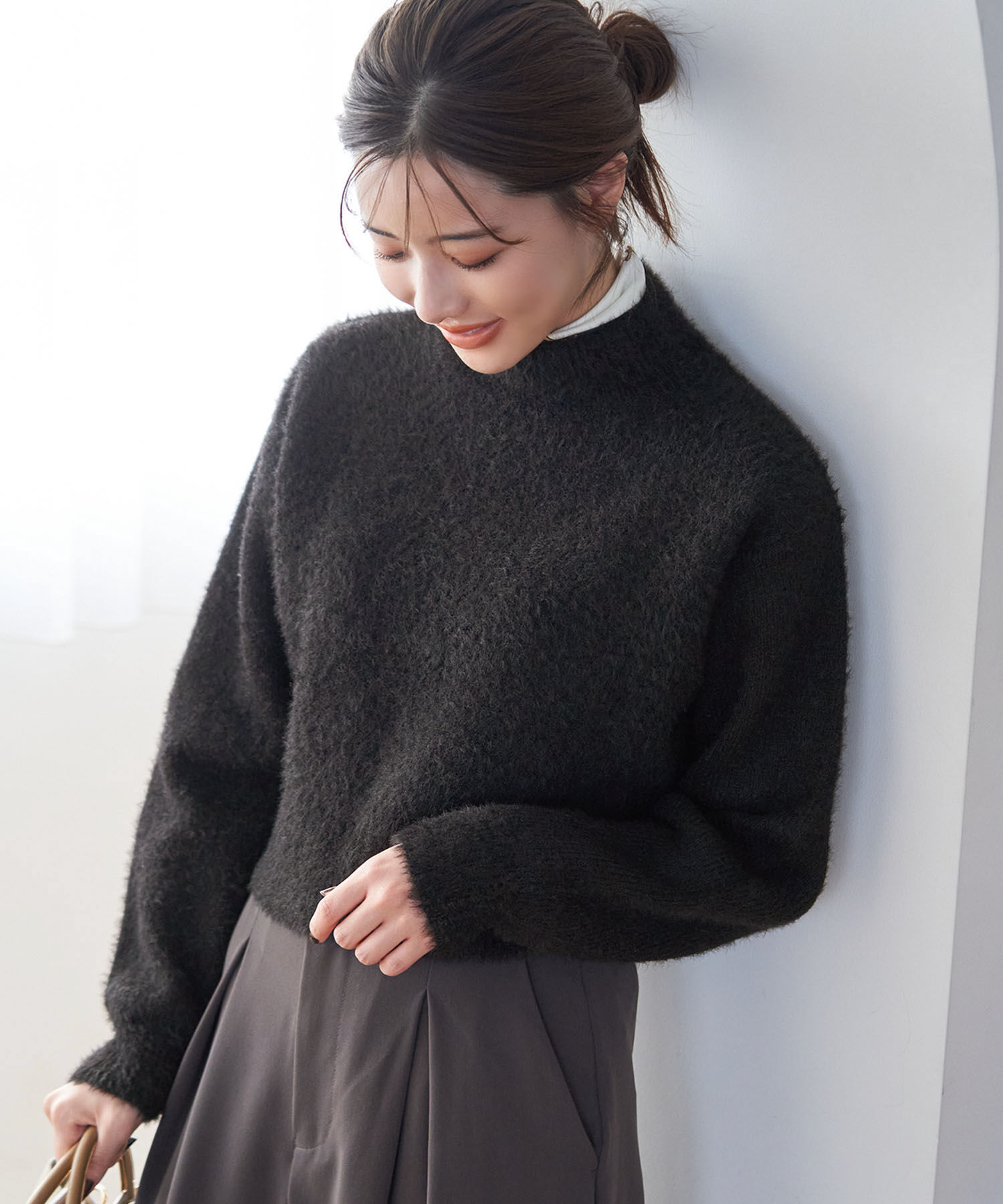 Rope&rsquo;Picnic「シャギーレースクロップドニットプルオーバー」|ニット・セーター|