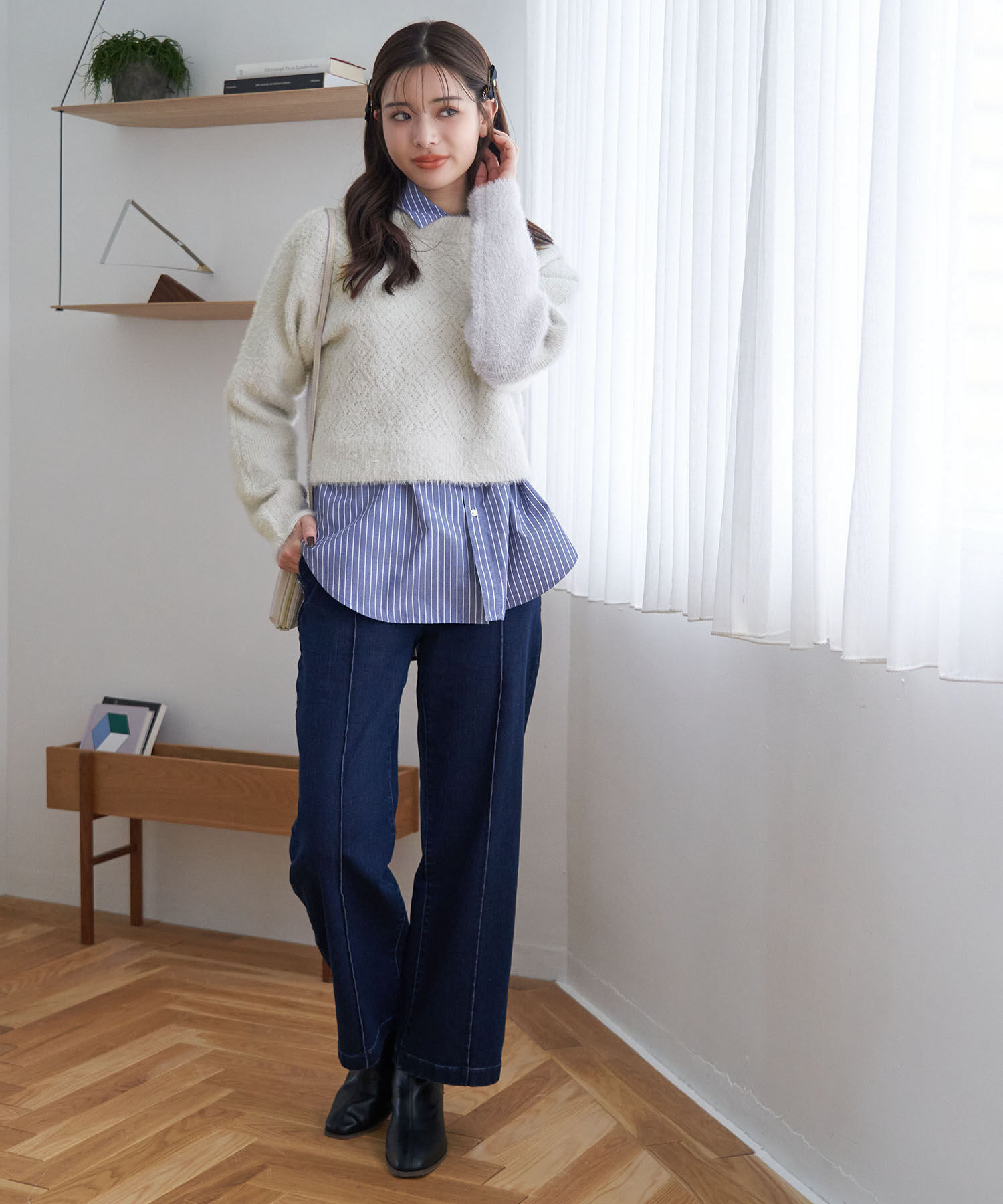 Rope&rsquo;Picnic「シャギーレースクロップドニットプルオーバー」|ニット・セーター|