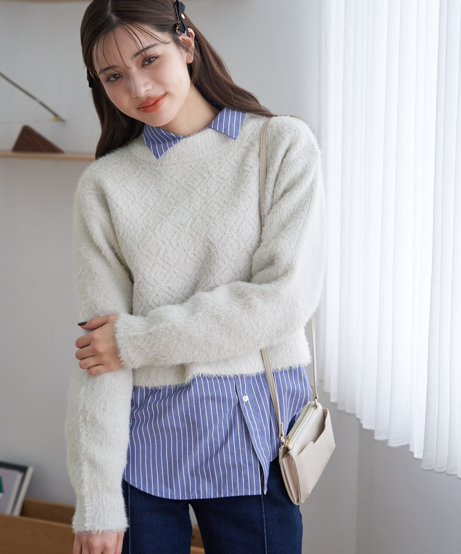 Rope&rsquo;Picnic「シャギーレースクロップドニットプルオーバー」|ニット・セーター|