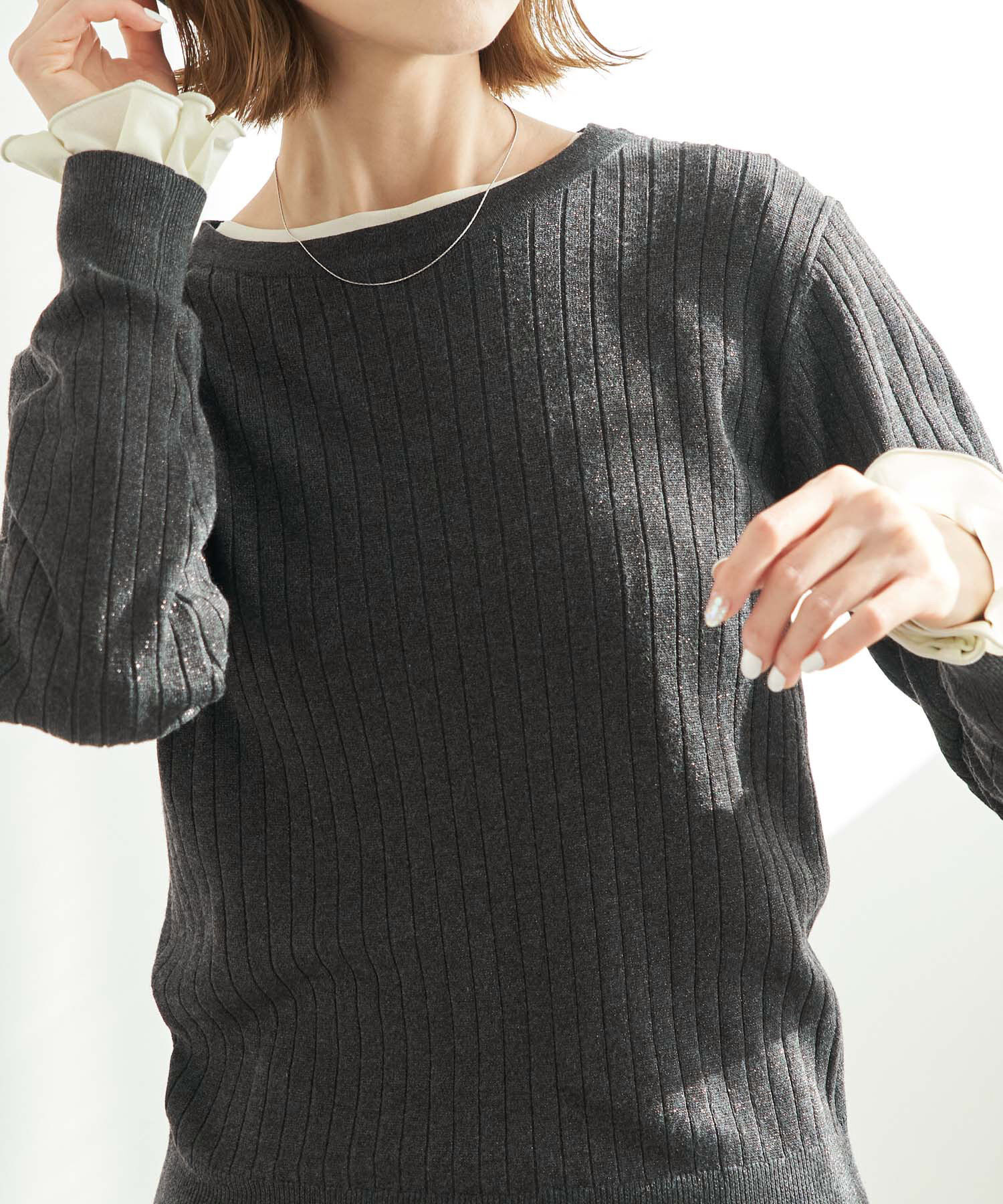 Rope&rsquo;Picnic「ラメワイドリブニットプルオーバー」|ニット・セーター|