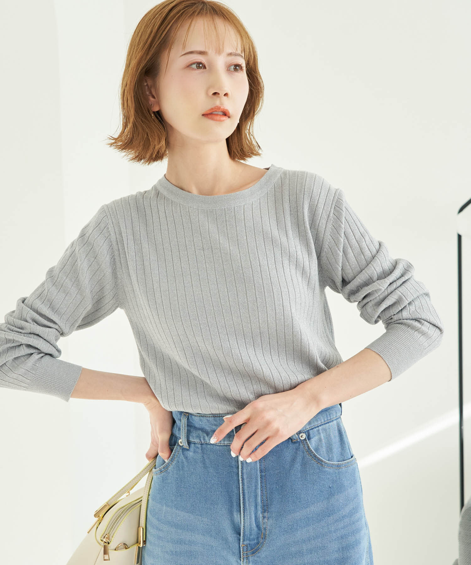 Rope&rsquo;Picnic「ラメワイドリブニットプルオーバー」|ニット・セーター|