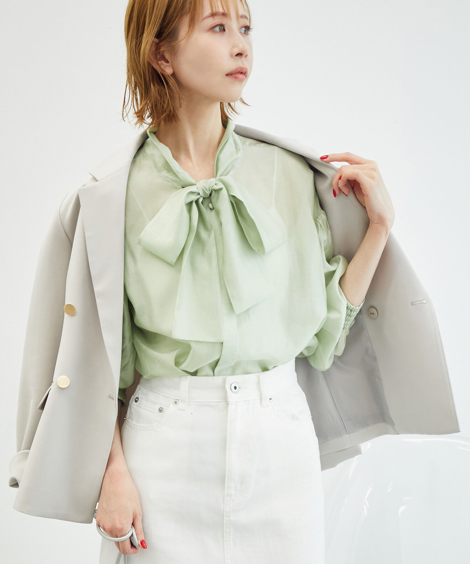 Rope&rsquo;Picnic「【emur/エミュール】シアーボウタイブラウス/2WAY」|シャツ・ブラウス|