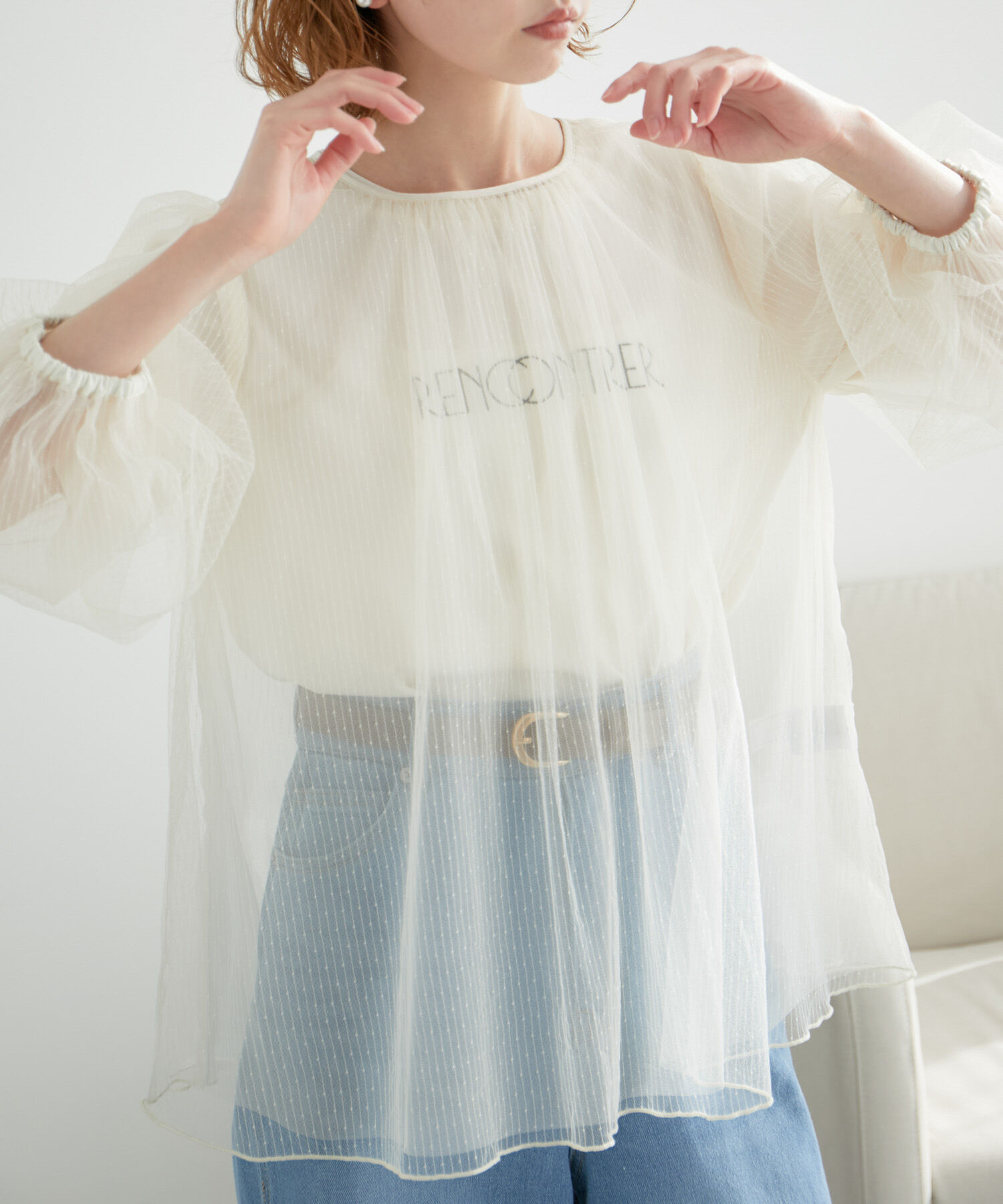 Rope&rsquo;Picnic「ドットシアーチュールトップス」|シャツ・ブラウス|