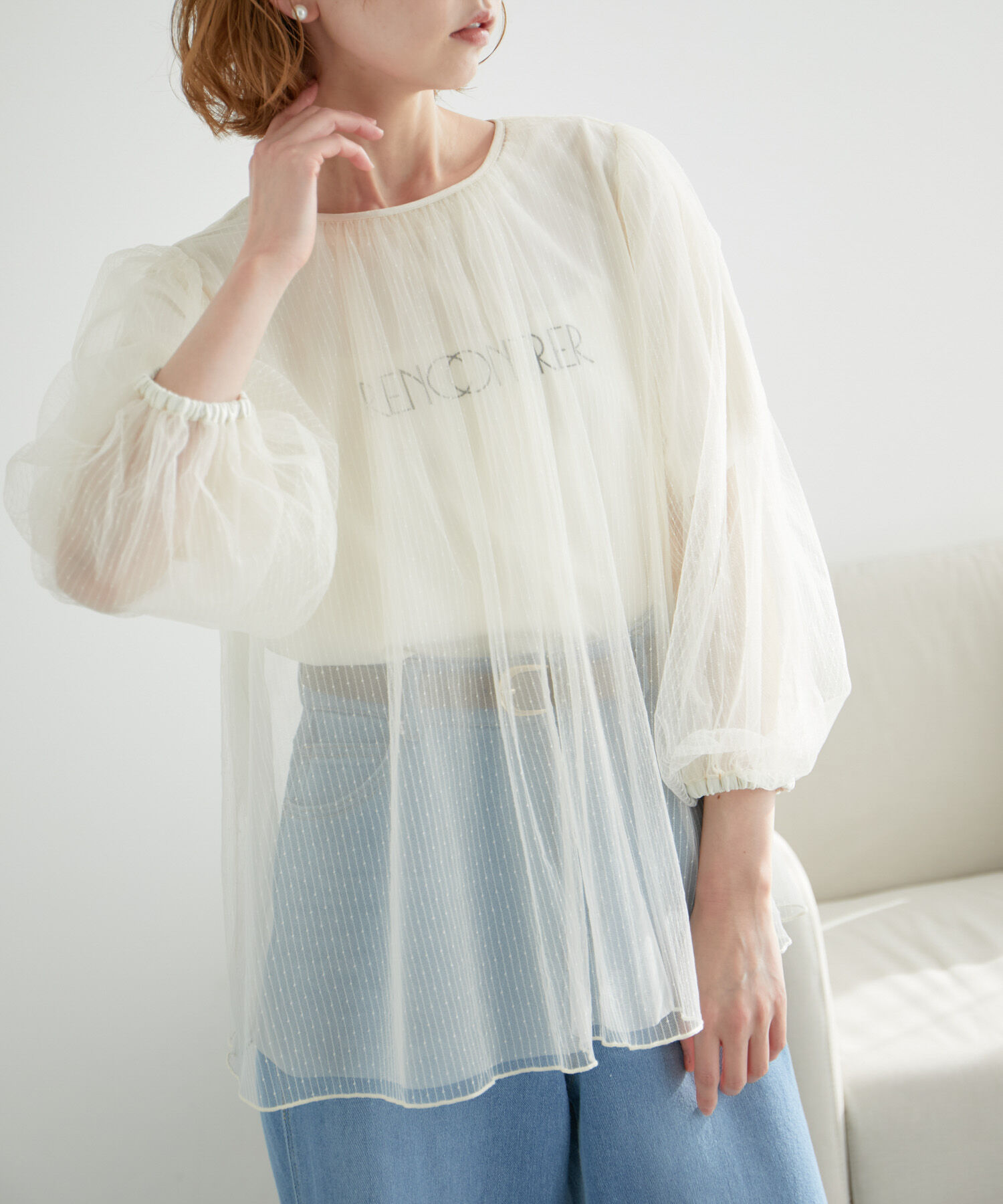 Rope&rsquo;Picnic「ドットシアーチュールトップス」|シャツ・ブラウス|オフホワイト(15)