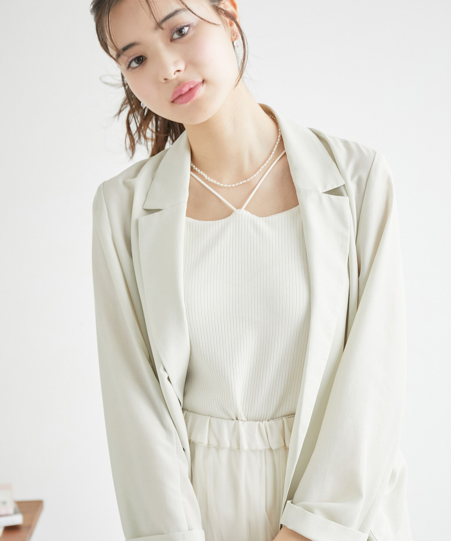 Rope&rsquo;Picnic「コード使いカップ付きリブキャミインナー」|キャミソール|