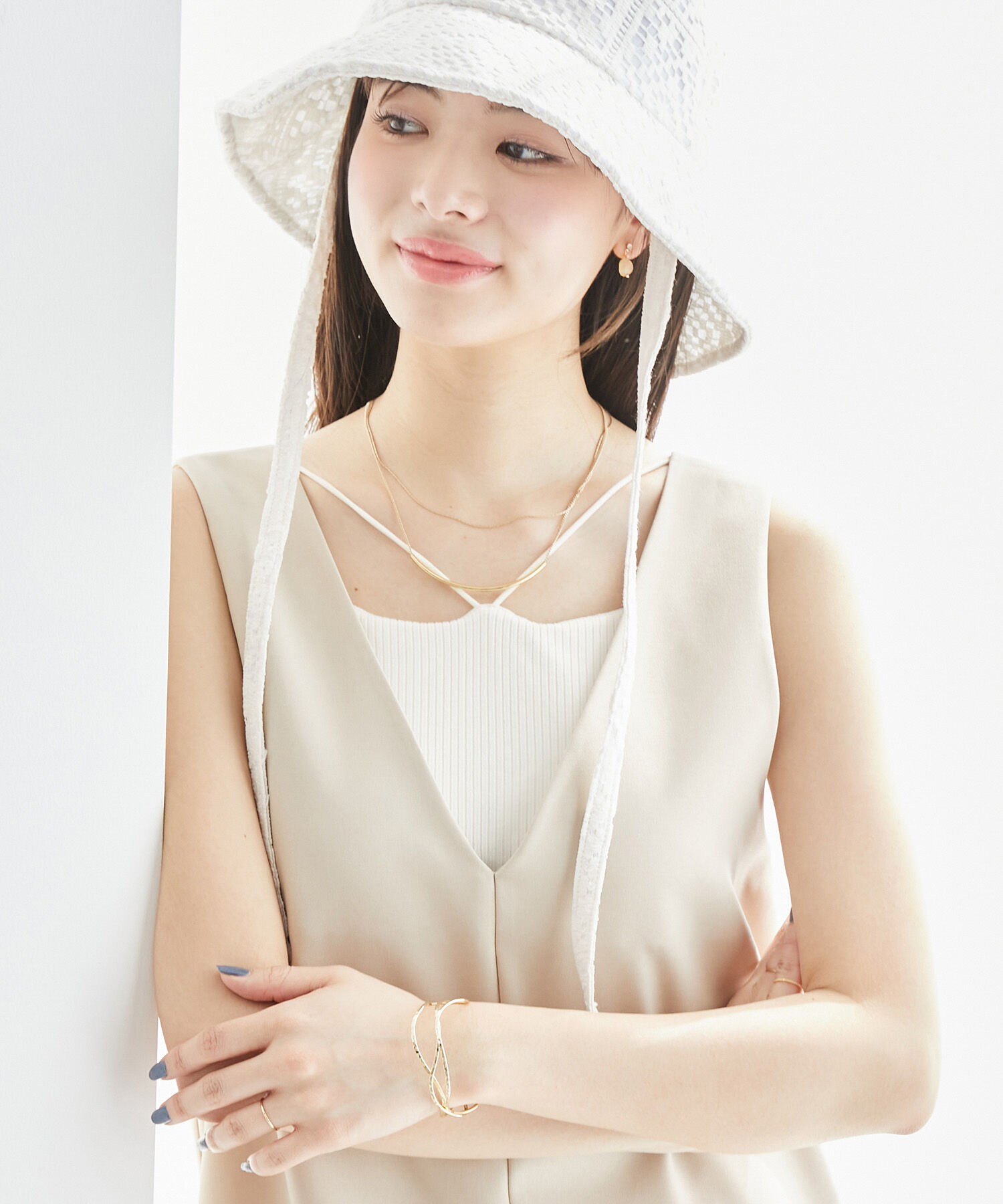 Rope&rsquo;Picnic「コード使いカップ付きリブキャミインナー」|キャミソール|