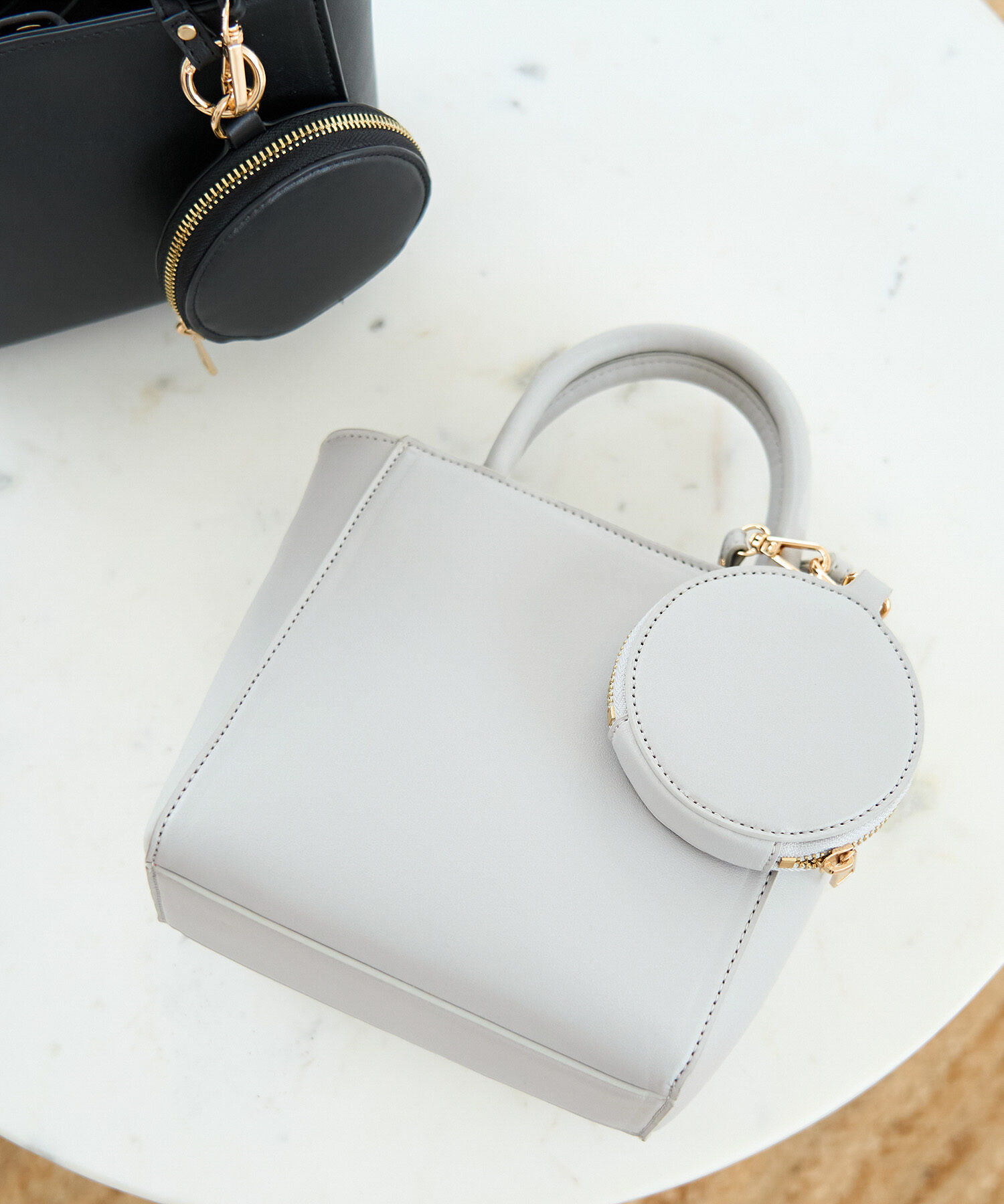 ROPE PICNIC PASSAGE「ラウンドポーチ付きトート＆ショルダーバッグ」|ショルダー・メッセンジャー|ライトグレー(08)