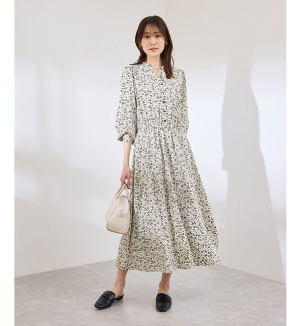 Rope&rsquo;Picnic「小花柄スキッパーロングワンピース」|ワンピース|オフホワイト(15)