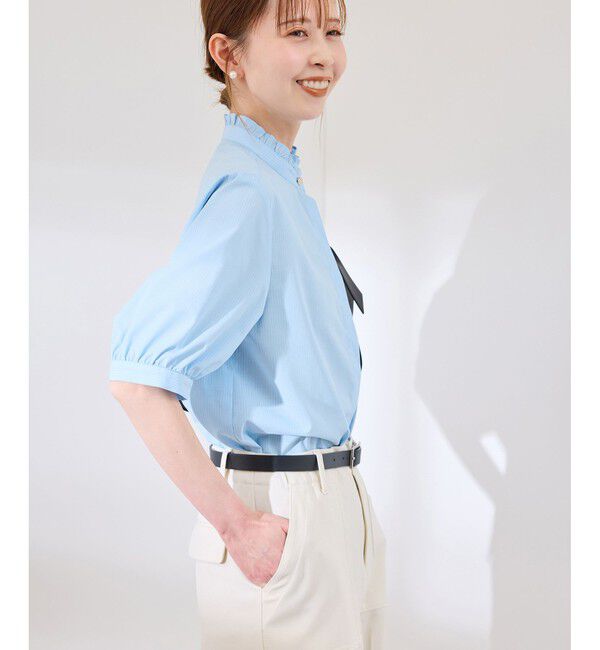 Rope&rsquo;Picnic「【花粉ガード・防シワ】ハーフスリーブフリルシャツ」|シャツ・ブラウス|