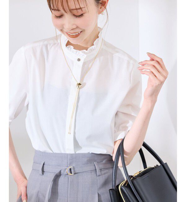 Rope&rsquo;Picnic「【花粉ガード・防シワ】ハーフスリーブフリルシャツ」|シャツ・ブラウス|