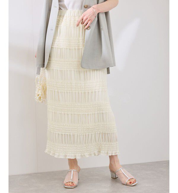 Rope&rsquo;Picnic「フリルギャザーロングスカート」|スカート|ホワイト(10)