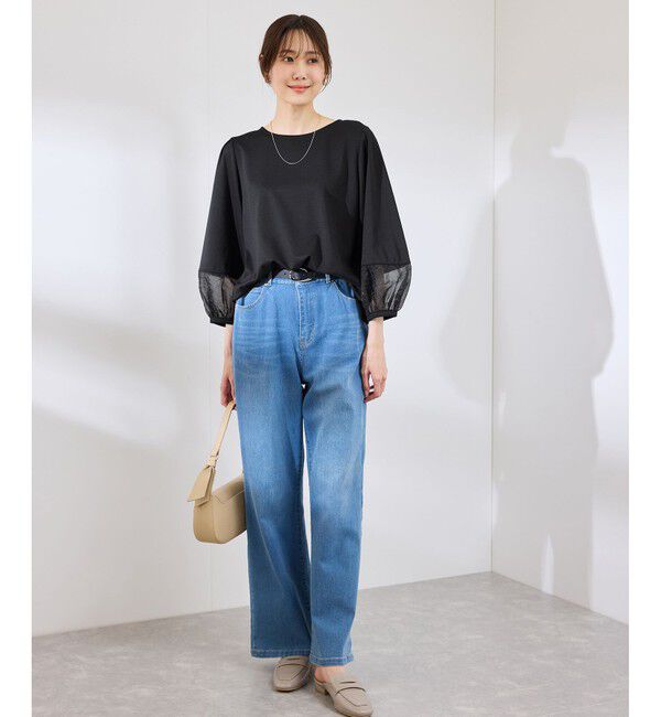 Rope&rsquo;Picnic「【WEB限定カラー:ネイビー,ピンク】袖シアーカットトップス」|Tシャツ・カットソー|