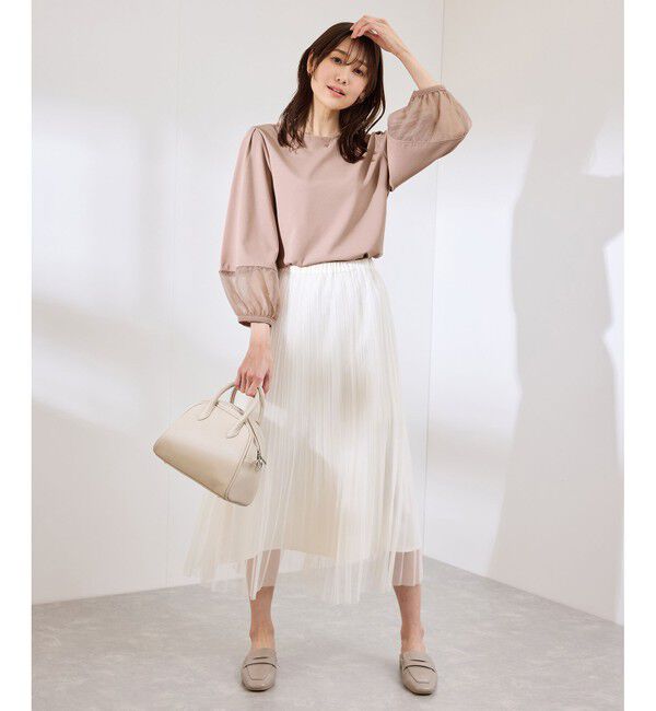 Rope&rsquo;Picnic「【WEB限定カラー:ネイビー,ピンク】袖シアーカットトップス」|Tシャツ・カットソー|