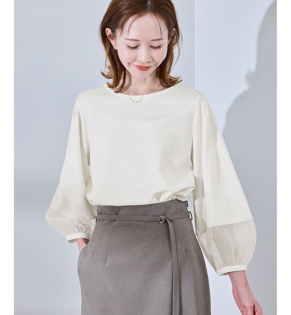 Rope&rsquo;Picnic「【WEB限定カラー:ネイビー,ピンク】袖シアーカットトップス」|Tシャツ・カットソー|