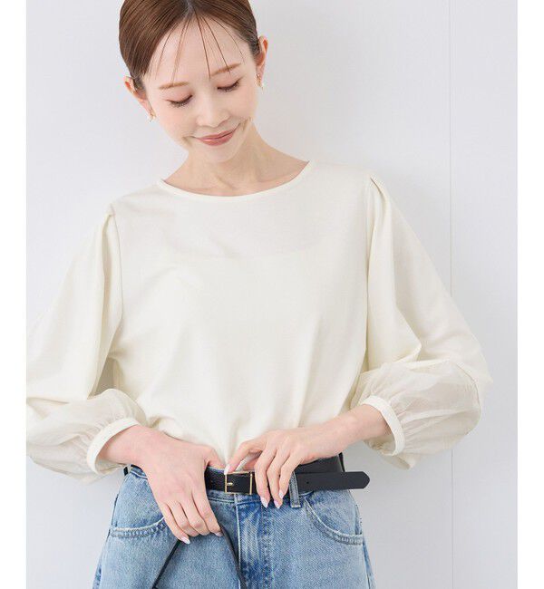 Rope&rsquo;Picnic「【WEB限定カラー:ネイビー,ピンク】袖シアーカットトップス」|Tシャツ・カットソー|