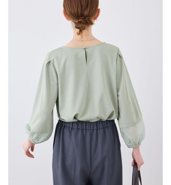 Rope&rsquo;Picnic「【WEB限定カラー:ネイビー,ピンク】袖シアーカットトップス」|Tシャツ・カットソー|