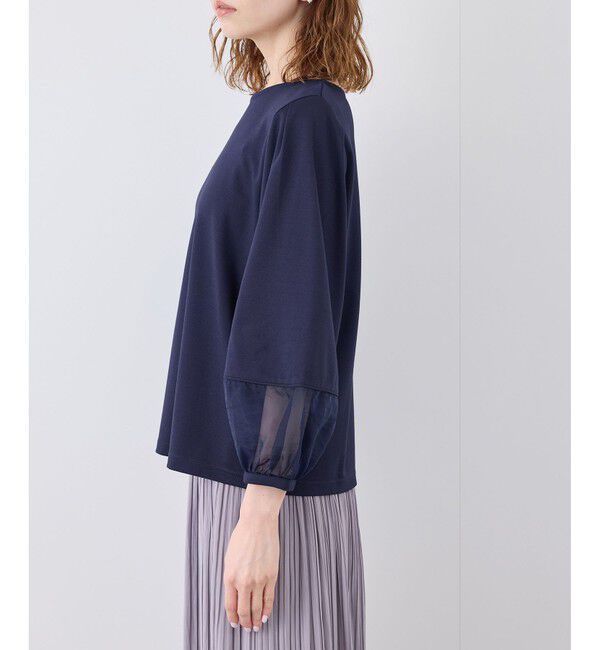 Rope&rsquo;Picnic「【WEB限定カラー:ネイビー,ピンク】袖シアーカットトップス」|Tシャツ・カットソー|