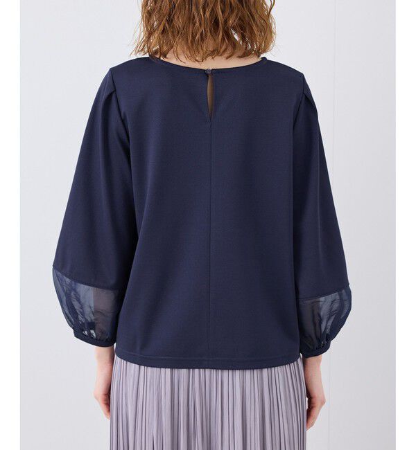 Rope&rsquo;Picnic「【WEB限定カラー:ネイビー,ピンク】袖シアーカットトップス」|Tシャツ・カットソー|