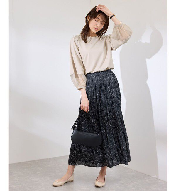 Rope&rsquo;Picnic「【WEB限定カラー:ネイビー,ピンク】袖シアーカットトップス」|Tシャツ・カットソー|