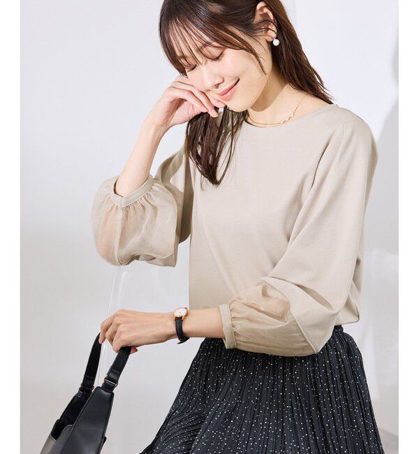 Rope&rsquo;Picnic「【WEB限定カラー:ネイビー,ピンク】袖シアーカットトップス」|Tシャツ・カットソー|