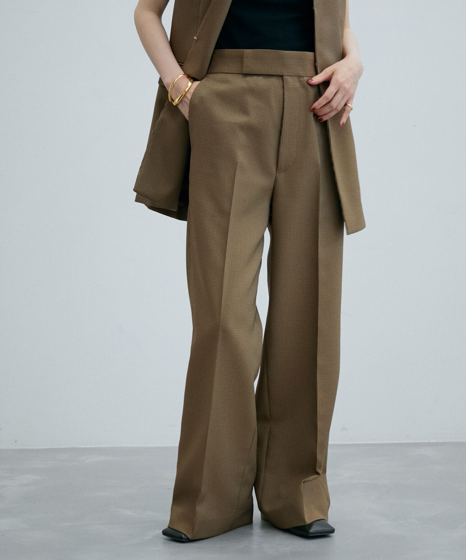 ADAM ET ROPE'「〈追加〉【サステナブル】ワイドスラックス」|スラックス|ブラウン(22)