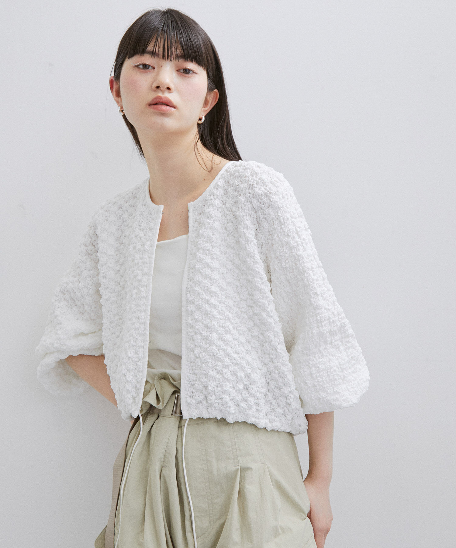 ADAM ET ROPE'「シャーリングホックカーディガン」|カーディガン|ホワイト(10)