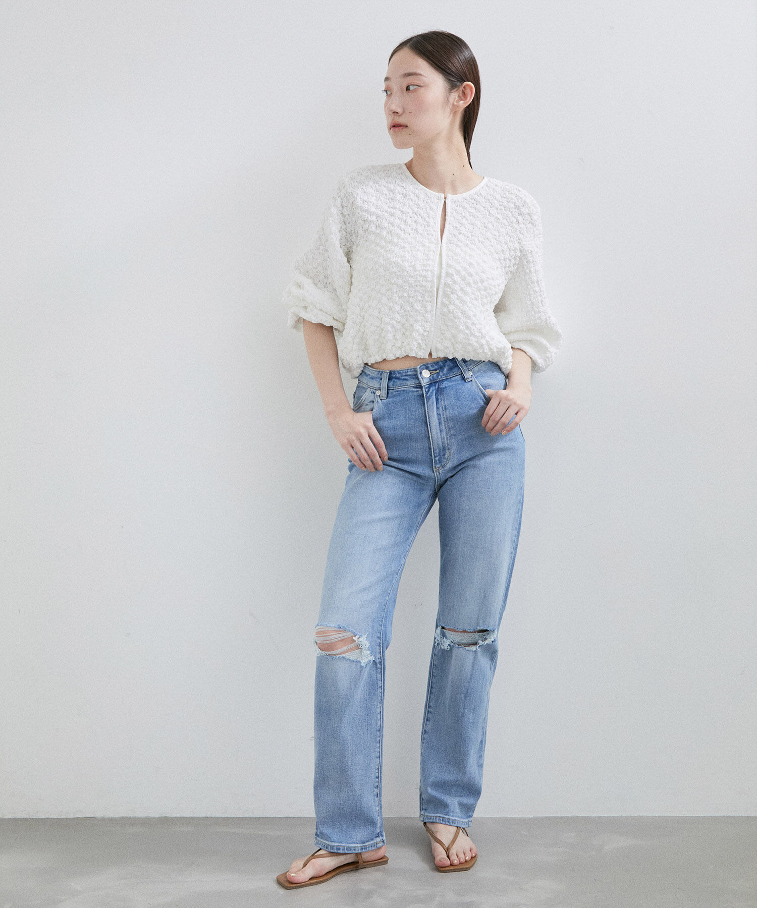 ADAM ET ROPE'「シャーリングホックカーディガン」|カーディガン|