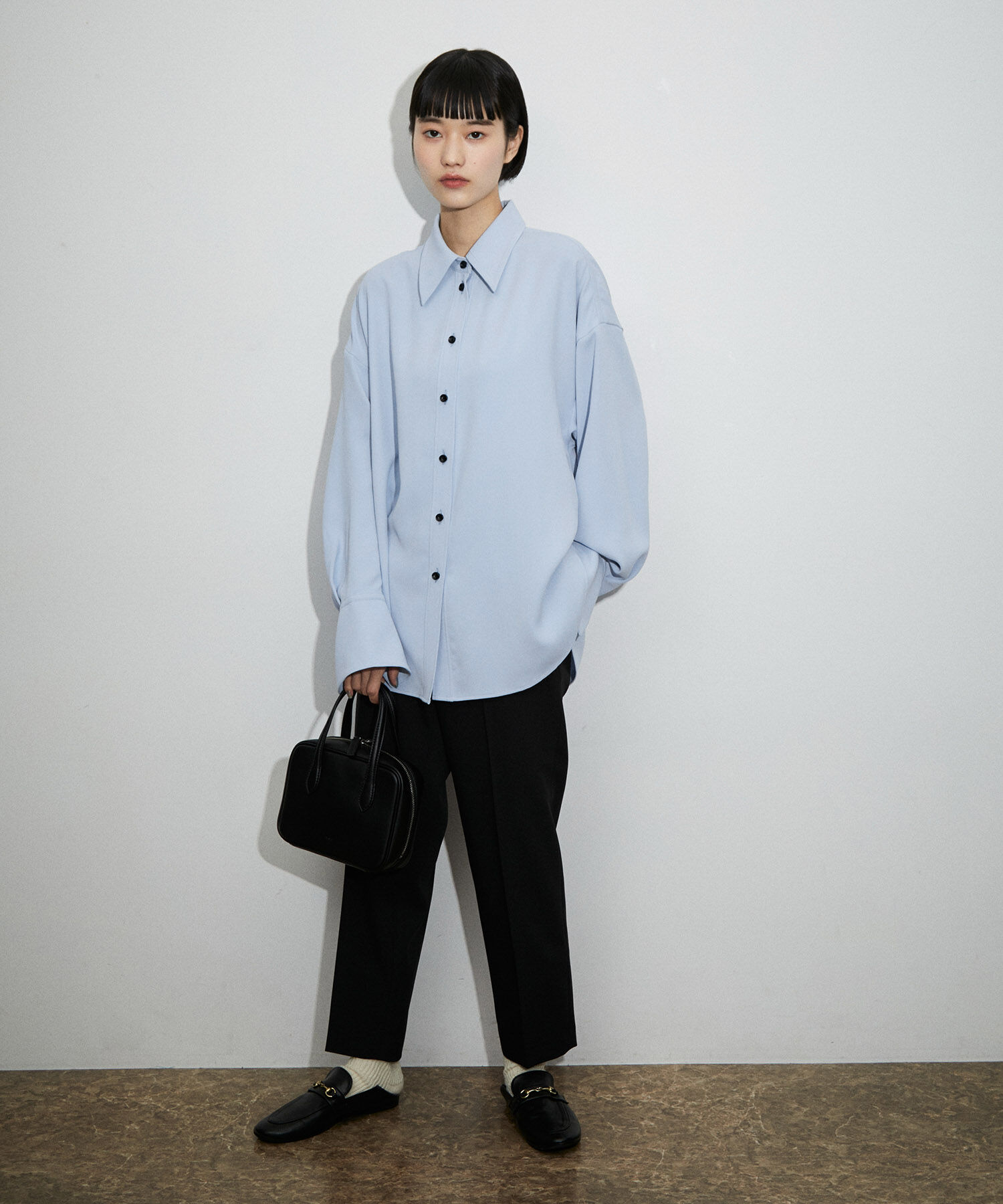 ADAM ET ROPE'「【サステナブル】ドレープオーバーシャツ」|シャツ・ブラウス|