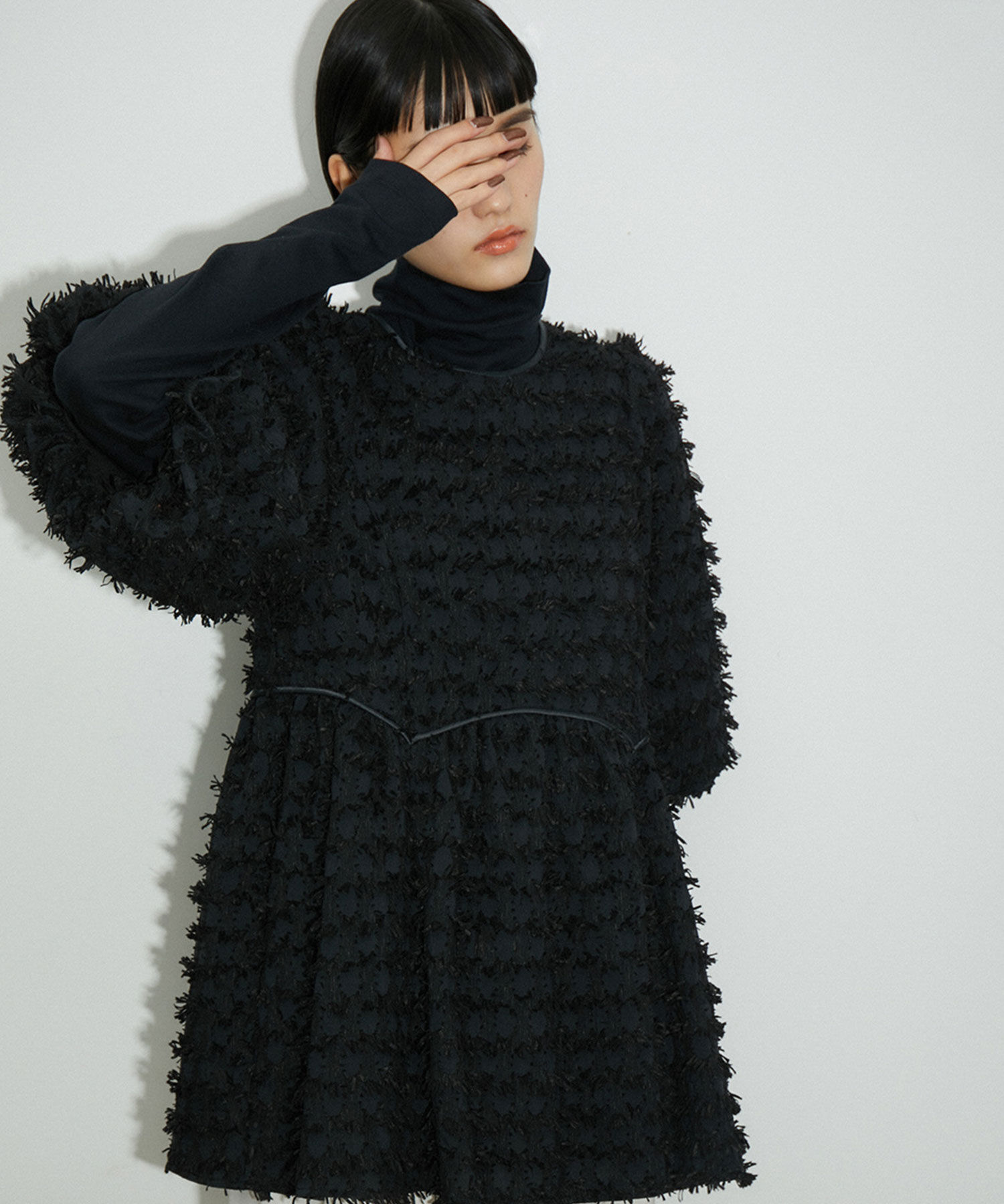 ADAM ET ROPE'「ジャガードペプラムブラウス」|シャツ・ブラウス|ブラック(01)