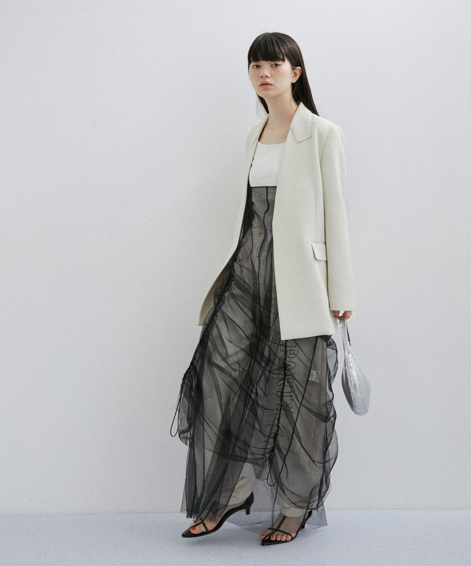 ADAM ET ROPE'「【逸品】ドロストリングチュールドレス」|ワンピース|