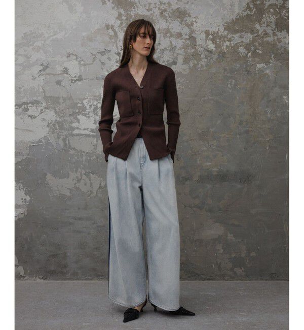 ADAM ET ROPE'「【EMOELLE】・【サステナブル】ドレスデニムパンツ」|デニム|