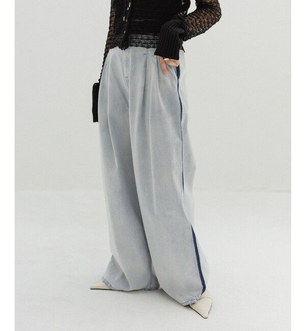 ADAM ET ROPE'「【EMOELLE】・【サステナブル】ドレスデニムパンツ」|デニム|