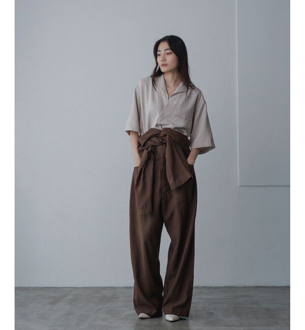 ADAM ET ROPE'「【WEB限定】リネンライク フロントタック スキッパーシャツ / 防シワ / ユニセックス」|シャツ・ブラウス|