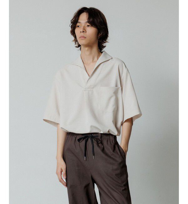 ADAM ET ROPE'「【WEB限定】リネンライク フロントタック スキッパーシャツ / 防シワ / ユニセックス」|シャツ・ブラウス|