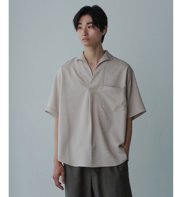 ADAM ET ROPE'「【WEB限定】リネンライク フロントタック スキッパーシャツ / 防シワ / ユニセックス」|シャツ・ブラウス|オフサブ