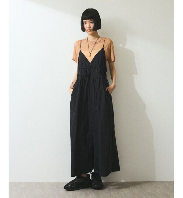 ADAM ET ROPE'「【WEB限定】フロントジップギャザーキャミワンピース」|ワンピース|