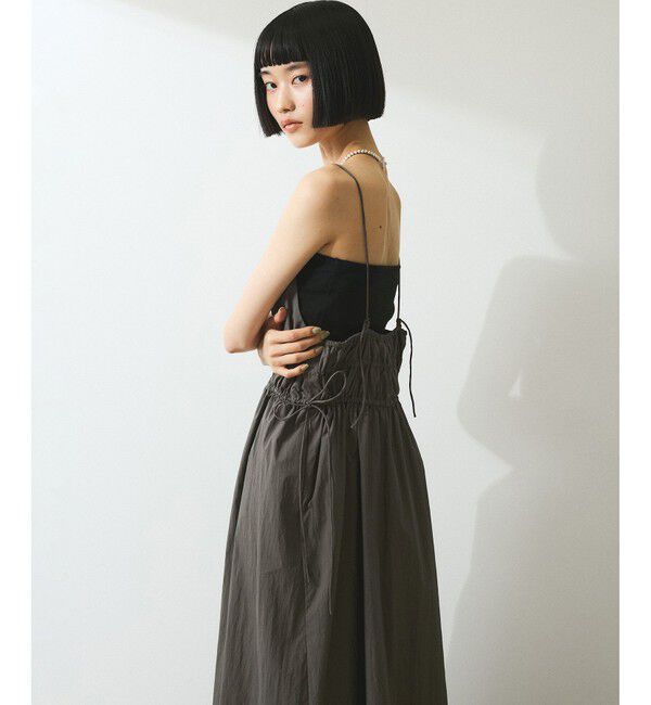 ADAM ET ROPE'「【WEB限定】フロントジップギャザーキャミワンピース」|ワンピース|