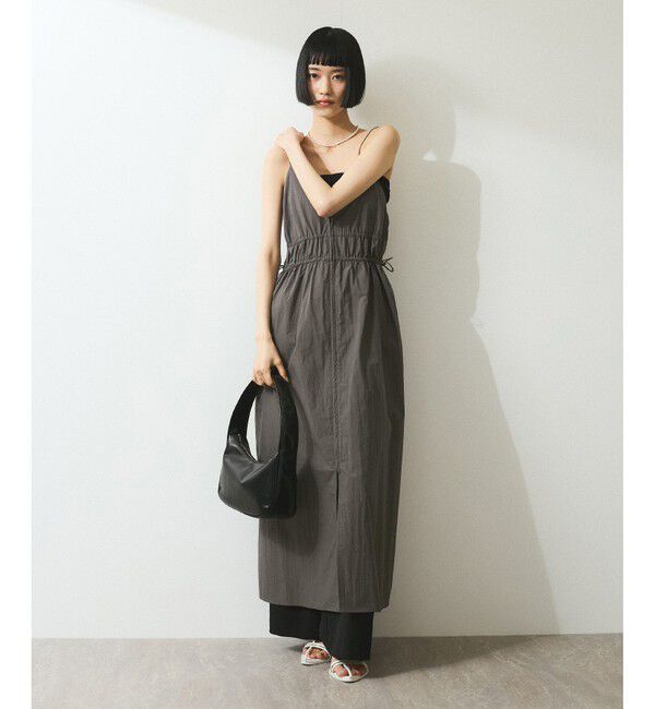 ADAM ET ROPE'「【WEB限定】フロントジップギャザーキャミワンピース」|ワンピース|