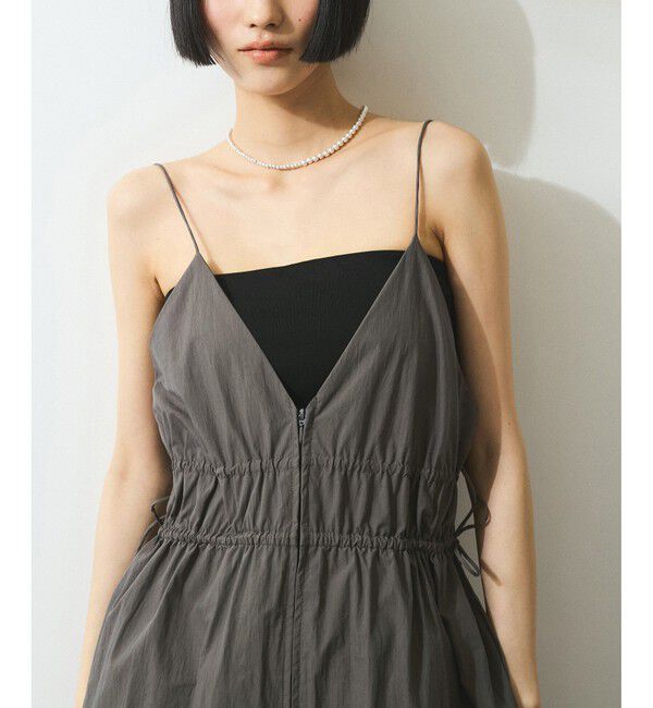 ADAM ET ROPE'「【WEB限定】フロントジップギャザーキャミワンピース」|ワンピース|