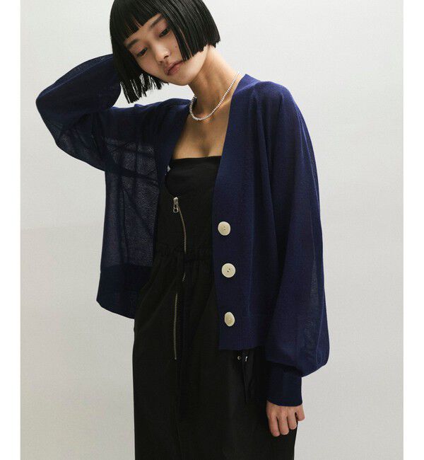 ADAM ET ROPE'「【WEB限定】・【サステナブル】リネンMIXシアーカーディガン」|カーディガン|