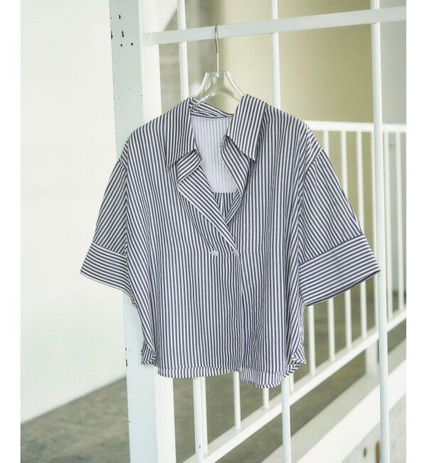 ADAM ET ROPE'「ハーフスリーブダブルボタンシャツ」|シャツ・ブラウス|ブルー系(45)