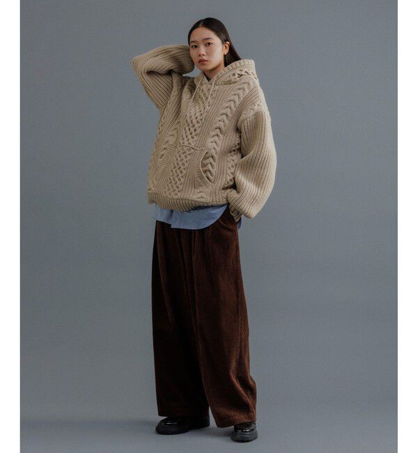 ADAM ET ROPE'「【WEB限定】ボリュームケーブル ニット パーカー / ロングシーズン着用可能 / 超軽量 / ユニセックス」|パーカー|
