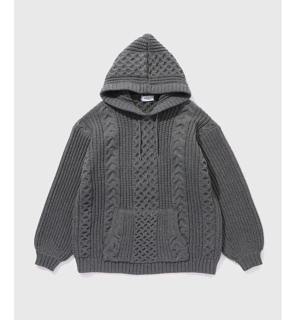ADAM ET ROPE'「【WEB限定】ボリュームケーブル ニット パーカー / ロングシーズン着用可能 / 超軽量 / ユニセックス」|パーカー|チャコール(06)