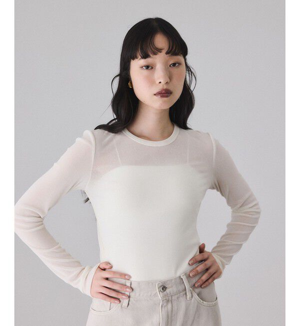 ADAM ET ROPE'「フロッキーチュールクルーネックプルオーバー」|Tシャツ・カットソー|ホワイト系(12)