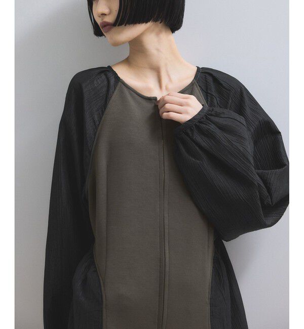 ADAM ET ROPE'「【WEB限定】フロントZIPコンビギャザーワンピース」|ワンピース|