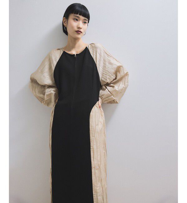 ADAM ET ROPE'「【WEB限定】フロントZIPコンビギャザーワンピース」|ワンピース|ベージュ(27)