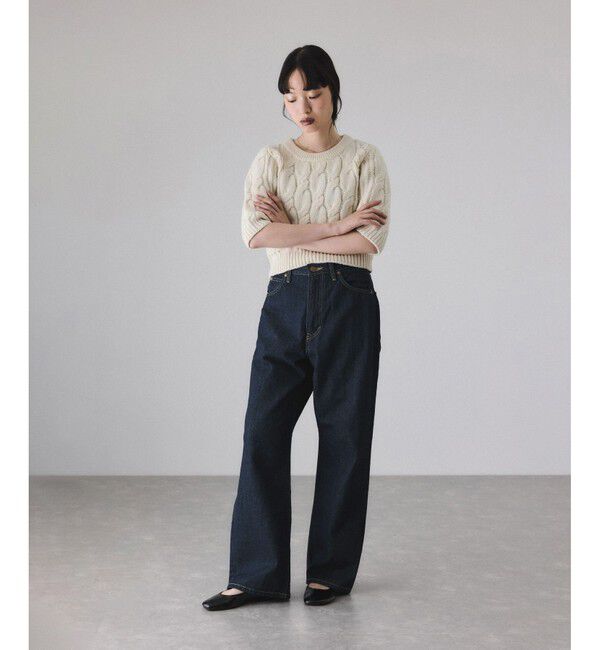 ADAM ET ROPE'「【サステナブル】ケーブルハーフスリーブニット」|ニット・セーター|